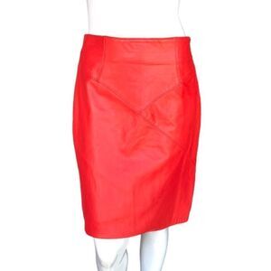 Retro 80s Dominic Bellissimo Lindzon Red Leather Pencil Skirt Vamp Glam Rock 10